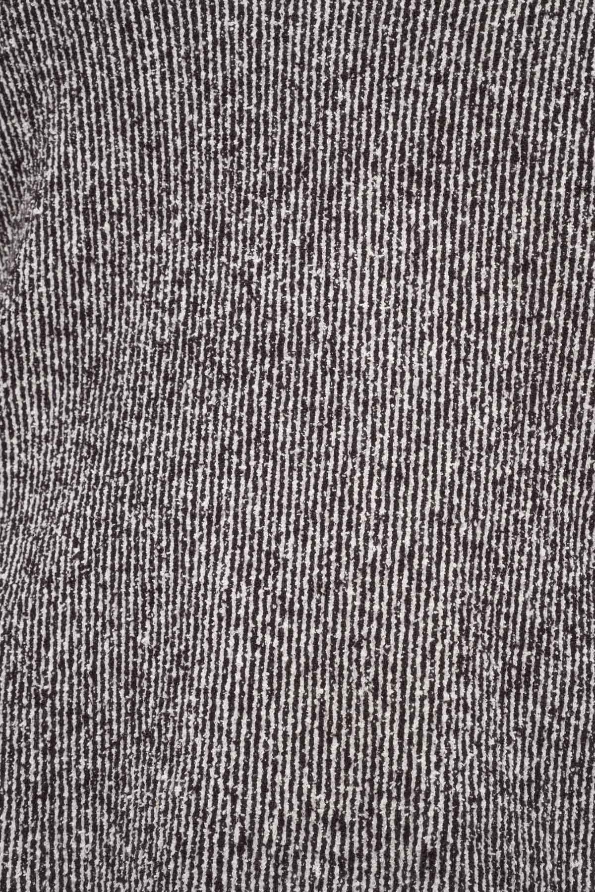 Textured Knit Mini Dress - Black Pinstripe