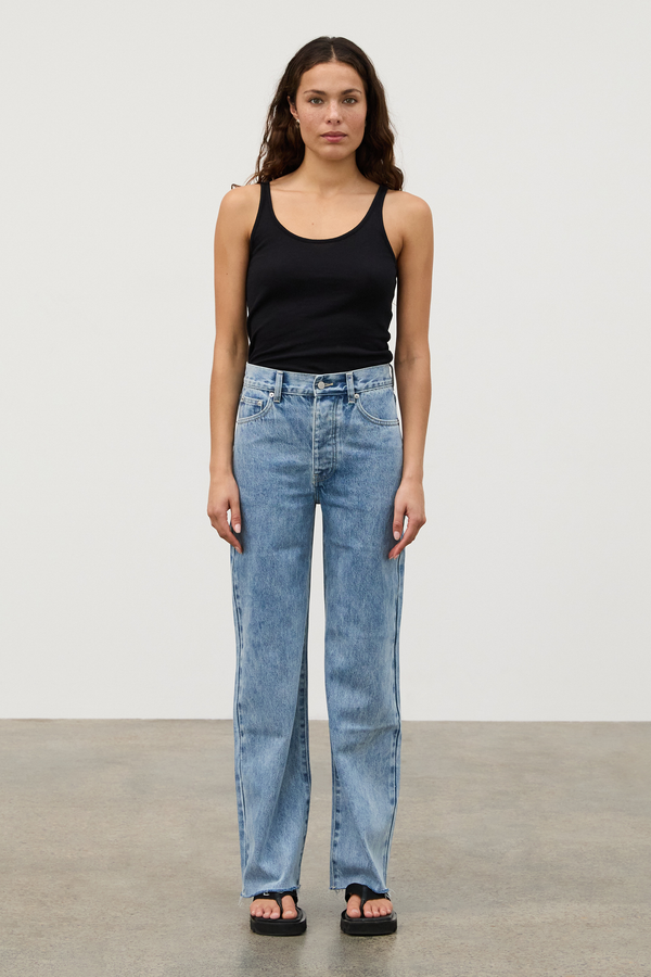 Recycled Cotton Mid Rise Jean - Mid Blue