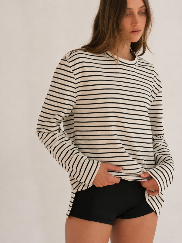 Jersey Long Sleeve Top - Black Stripe