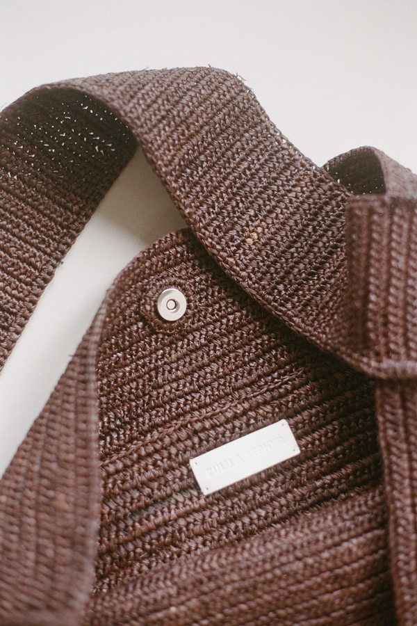 Raffia Tote Bag - Walnut