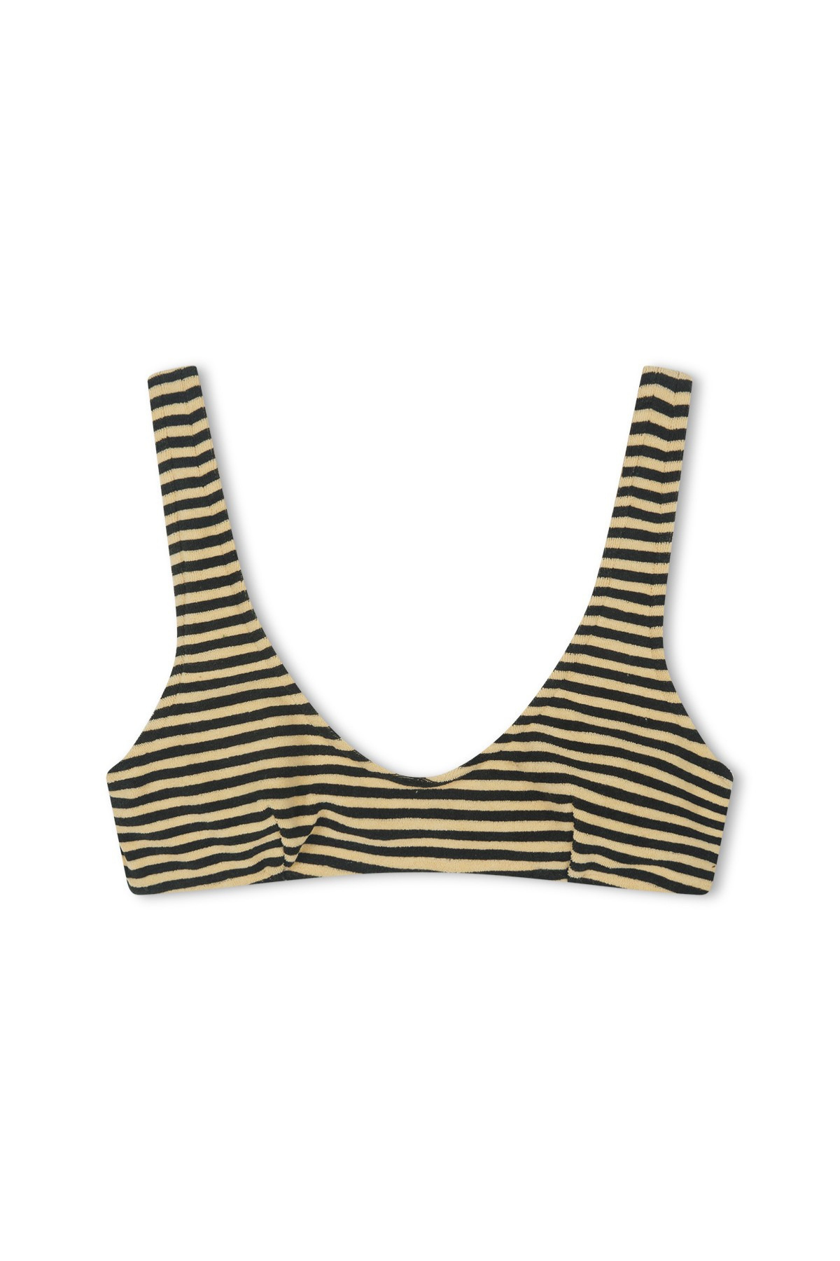 Towelling Scoop Bralette Top - Black Stripe