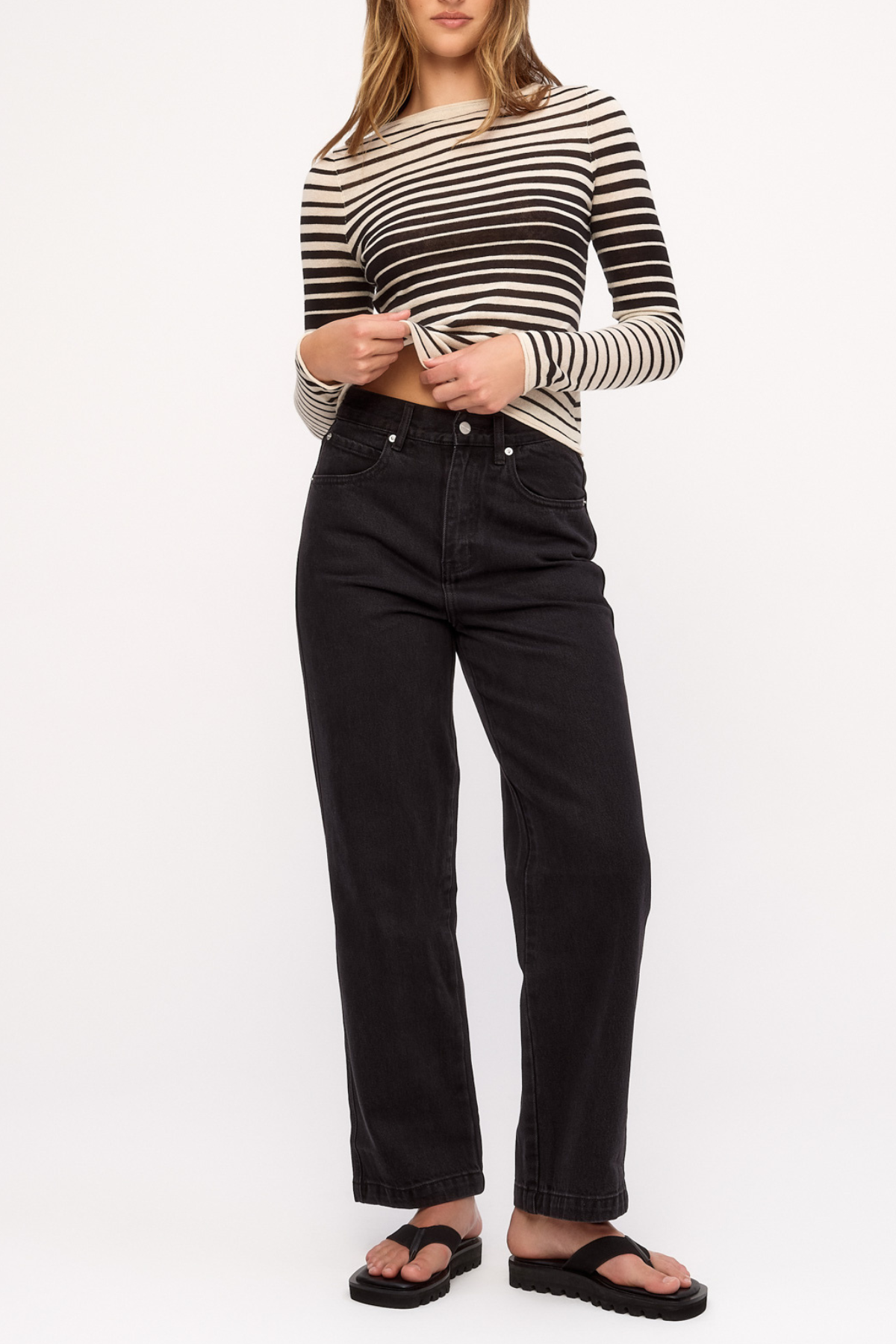 Ramie Cotton Knit Top - Ombre Stripe