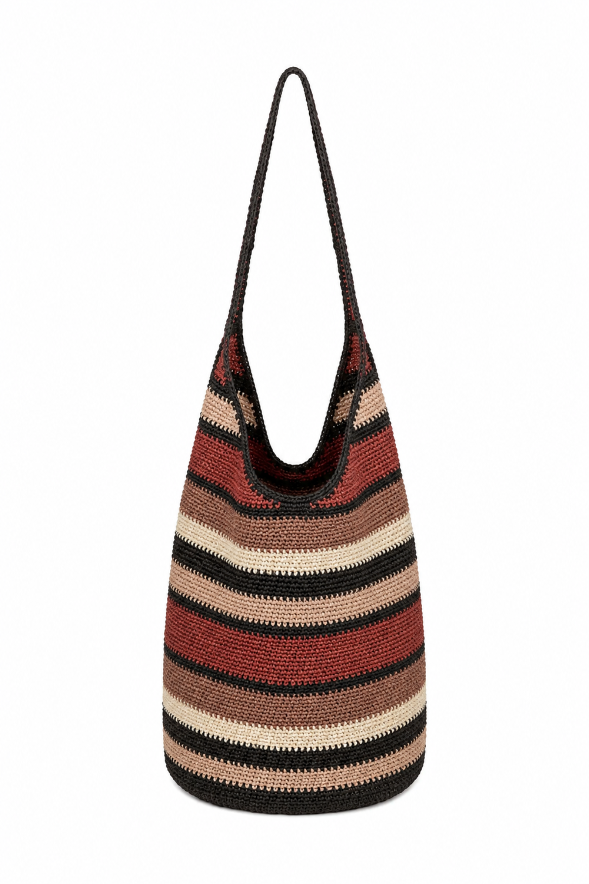 Raffia Bucket Bag - Earth Stripe