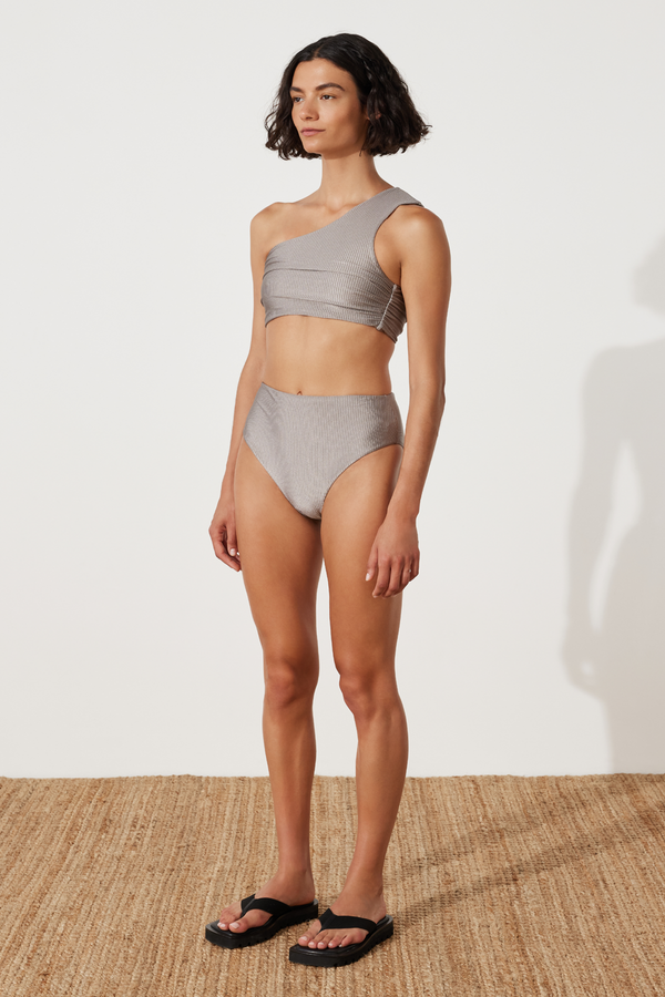 Pewter Rib Waisted Full Brief