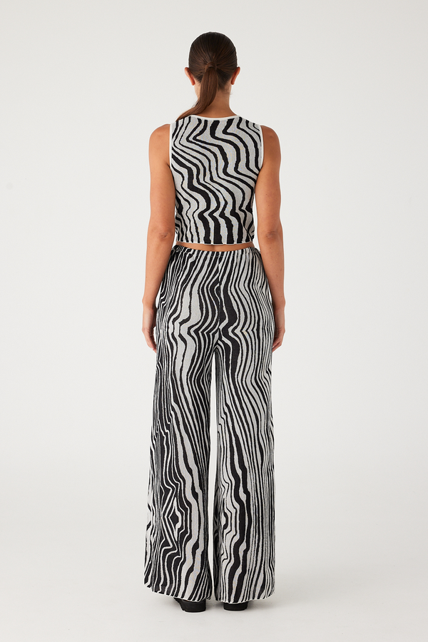 Ripple Stripe Cotton Blend Knit Crop Top