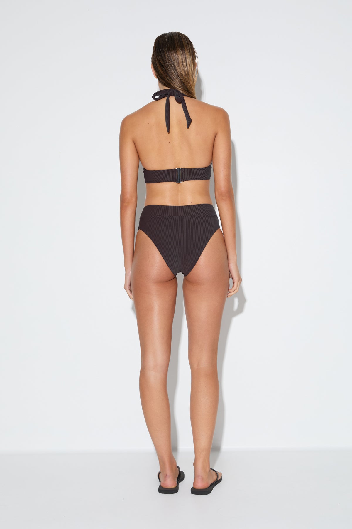 Signature Stripe High Waisted Brief - Smoky Brown