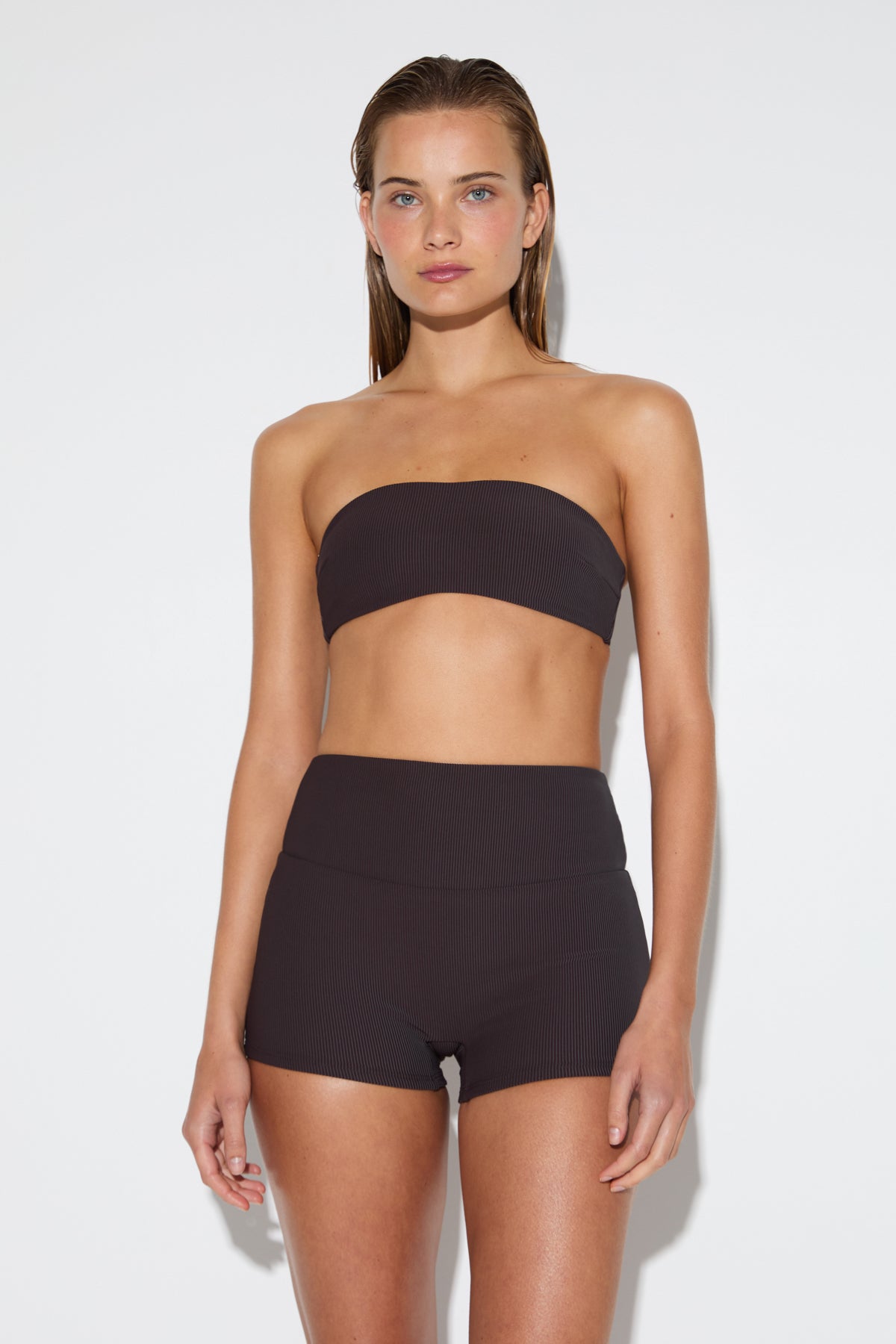 Signature Stripe Boy Short - Smoky Brown