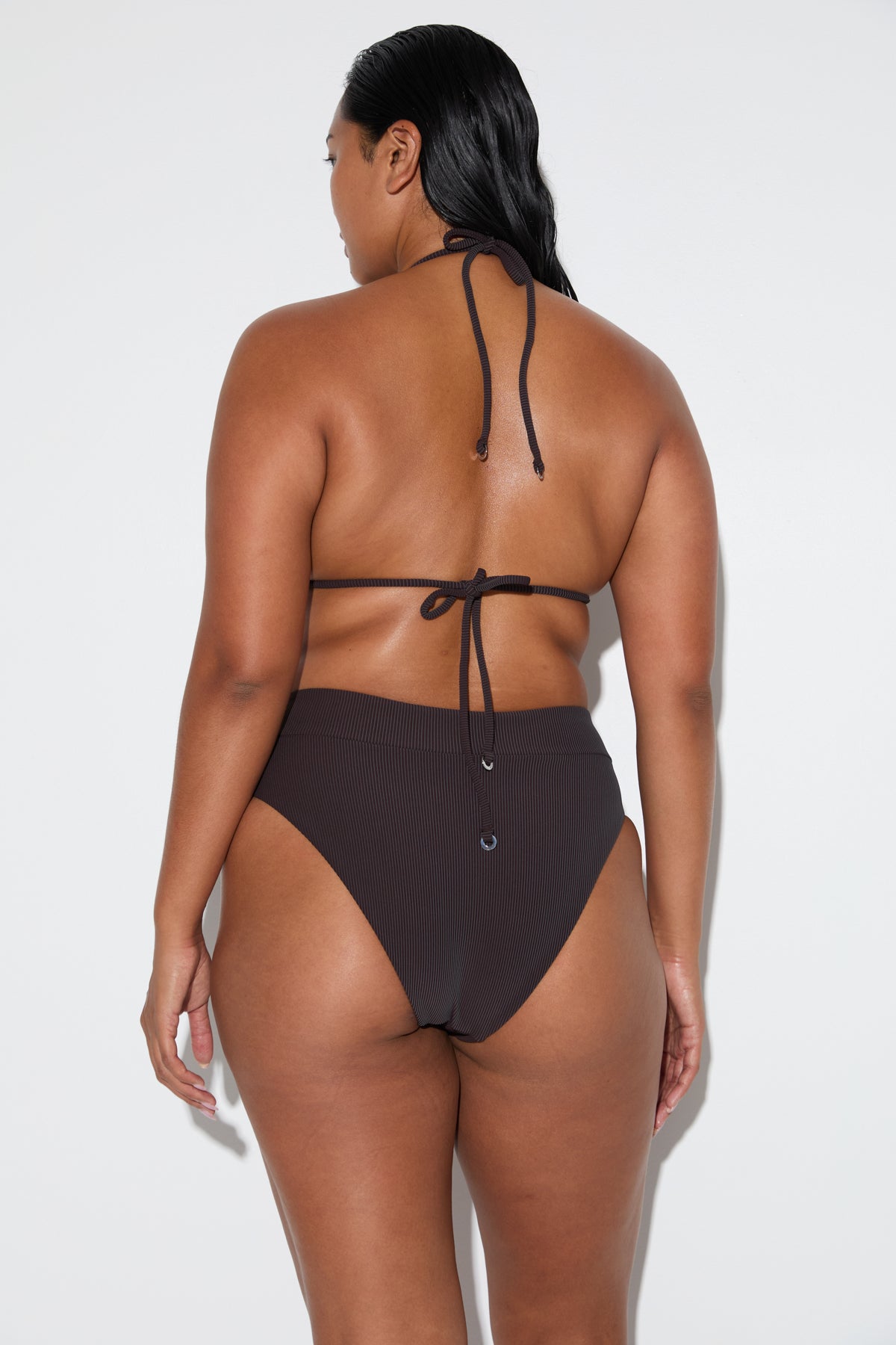 Signature Stripe High Waisted Brief - Smoky Brown