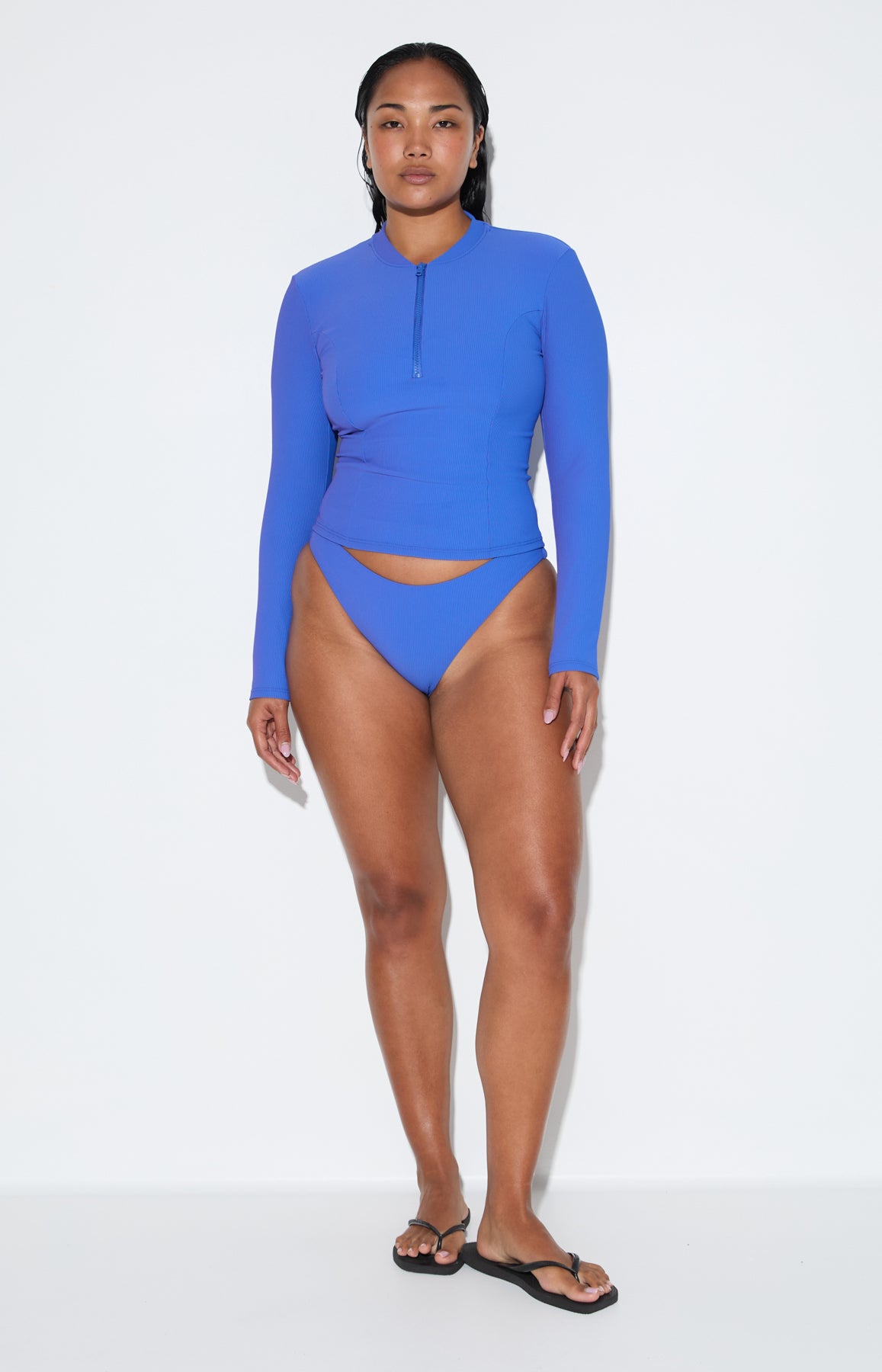 Signature Stripe Long Sleeve Rash Guard - Pacific Blue