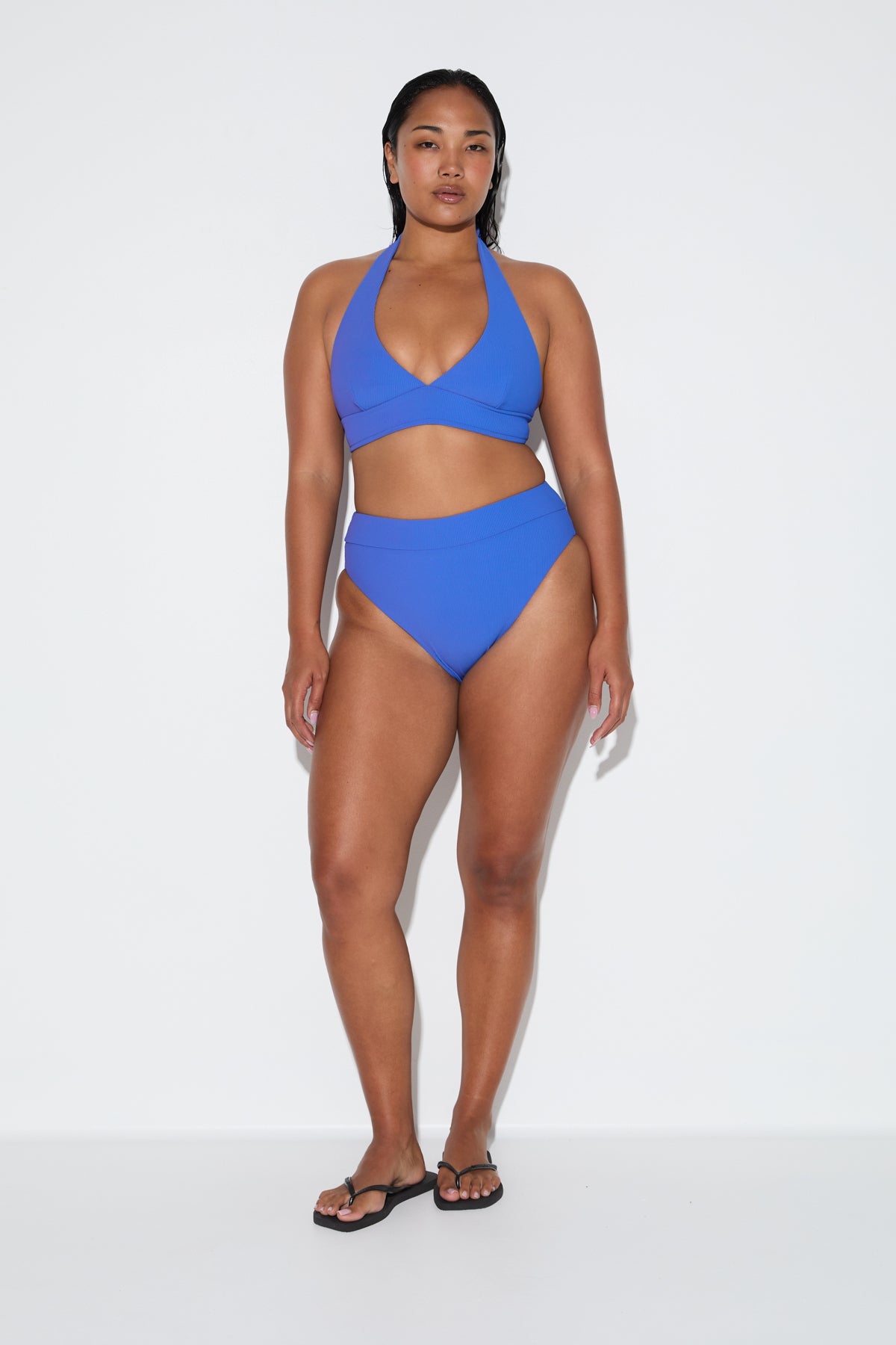 Signature Stripe High Waisted Brief - Pacific Blue