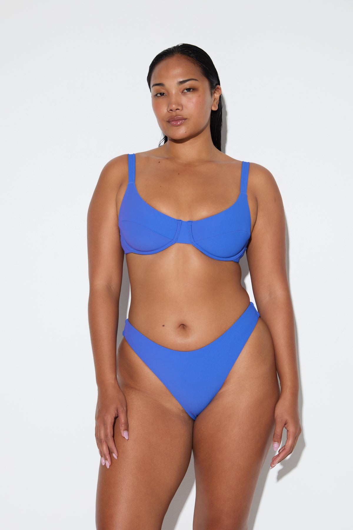 Signature Stripe Adjustable Bra Cup Top - Pacific Blue