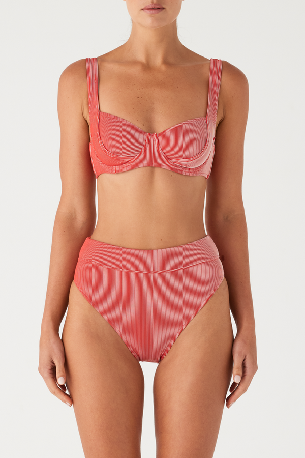 Signature Stripe Bra Cup - Chilli Red