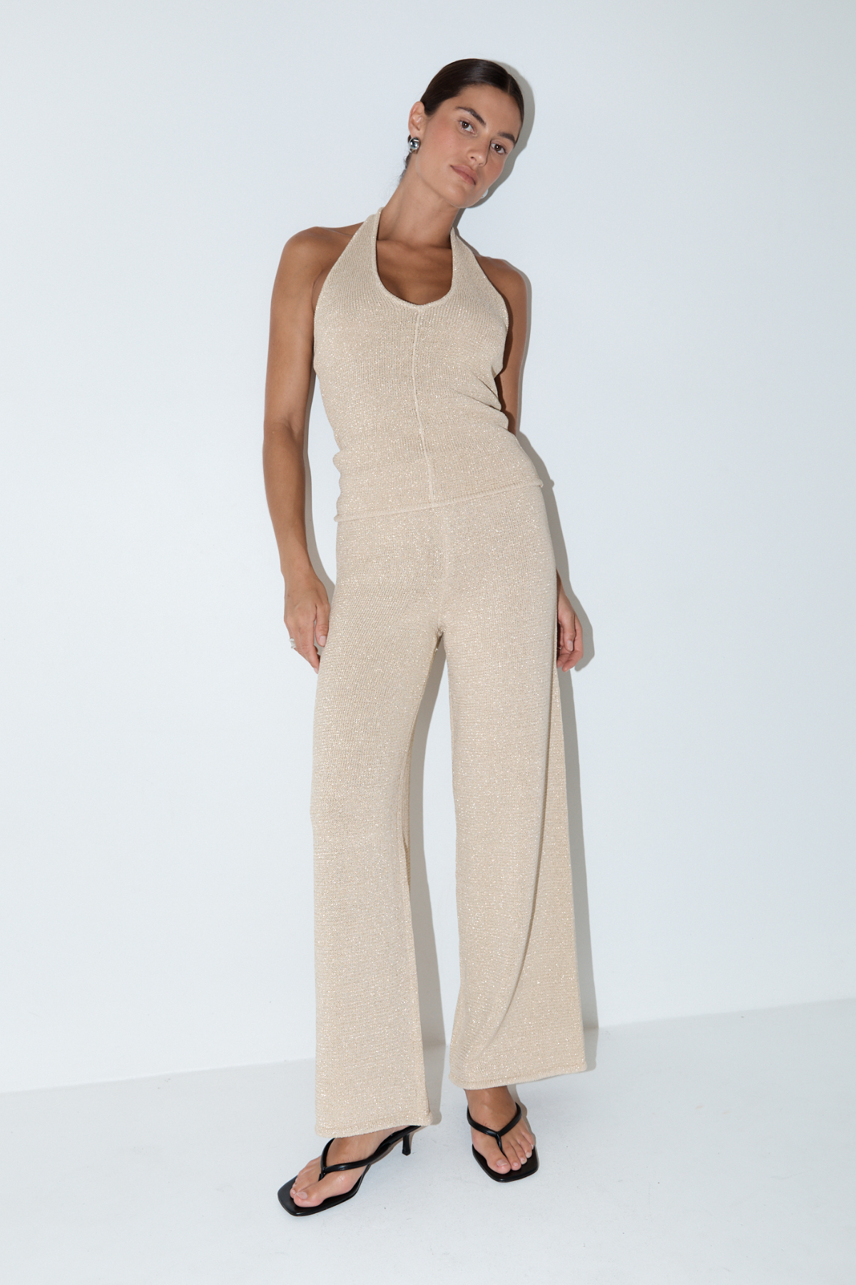 La Isla Lurex Knit Pant - Gold