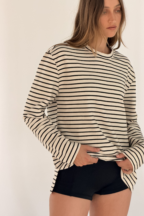 Jersey Long Sleeve Top - Black Stripe