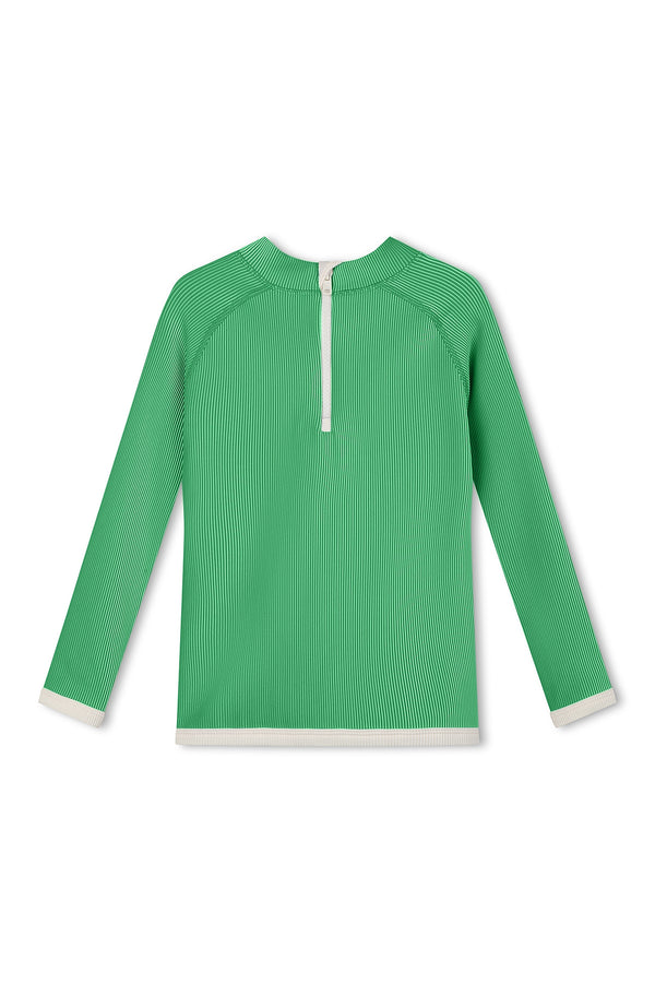 Mini Stripe Rib Rashie - Parrot Green