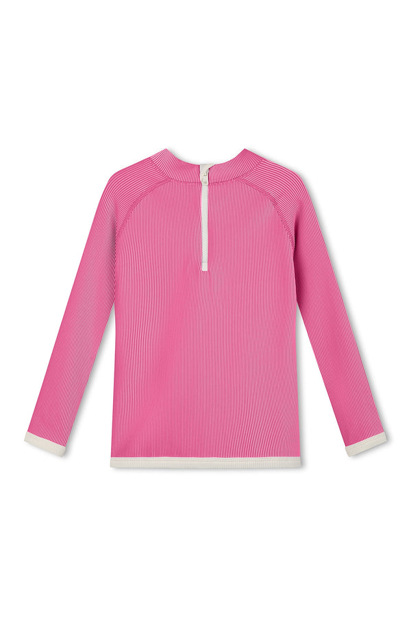 Mini Stripe Rib Rashie - Shell Pink