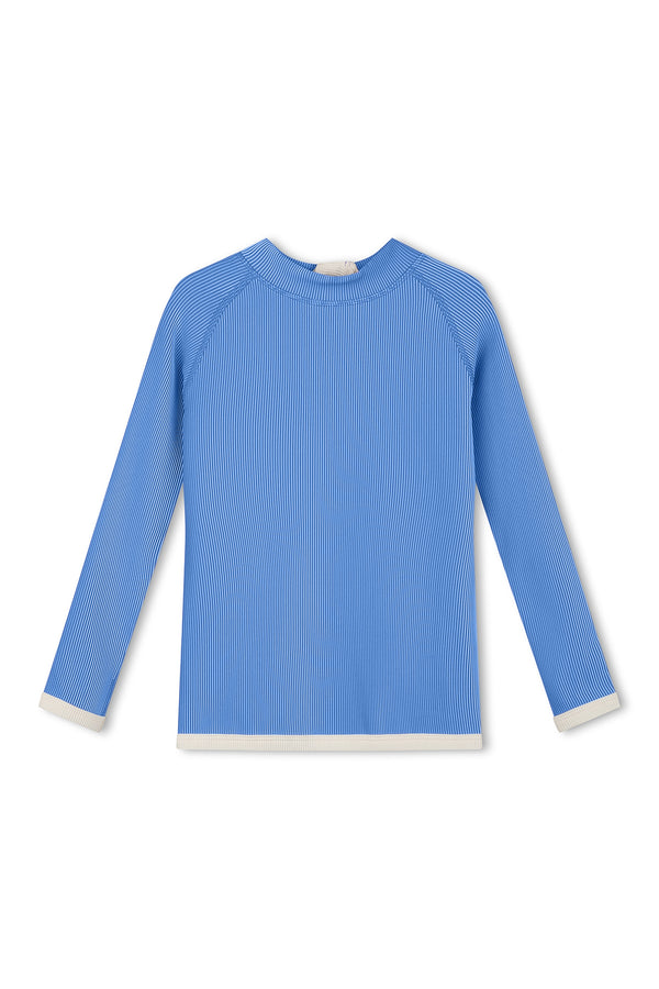 Mini Stripe Rib Rashie - Sky