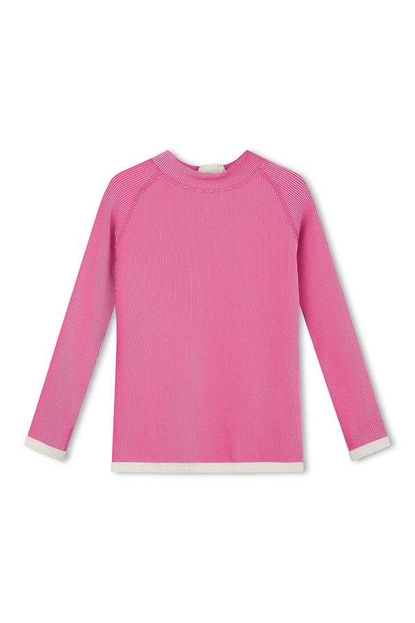 Mini Stripe Rib Rashie - Shell Pink