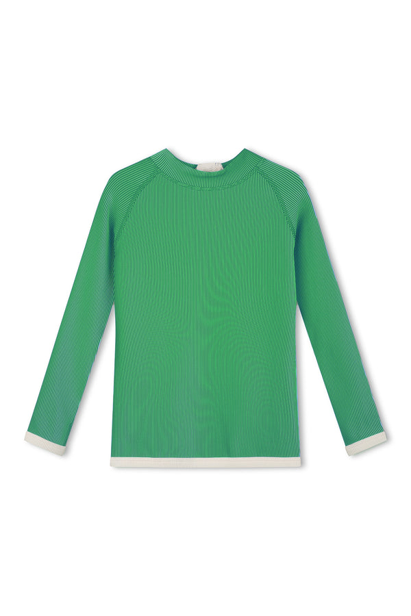 Mini Stripe Rib Rashie - Parrot Green