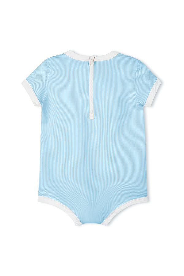 Mini Stripe Rib Infant Onesie - Shallow Blue