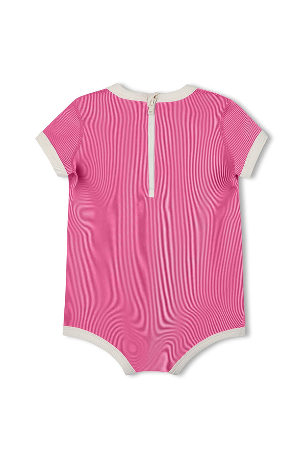 Mini Stripe Rib Infant Onesie - Shell Pink