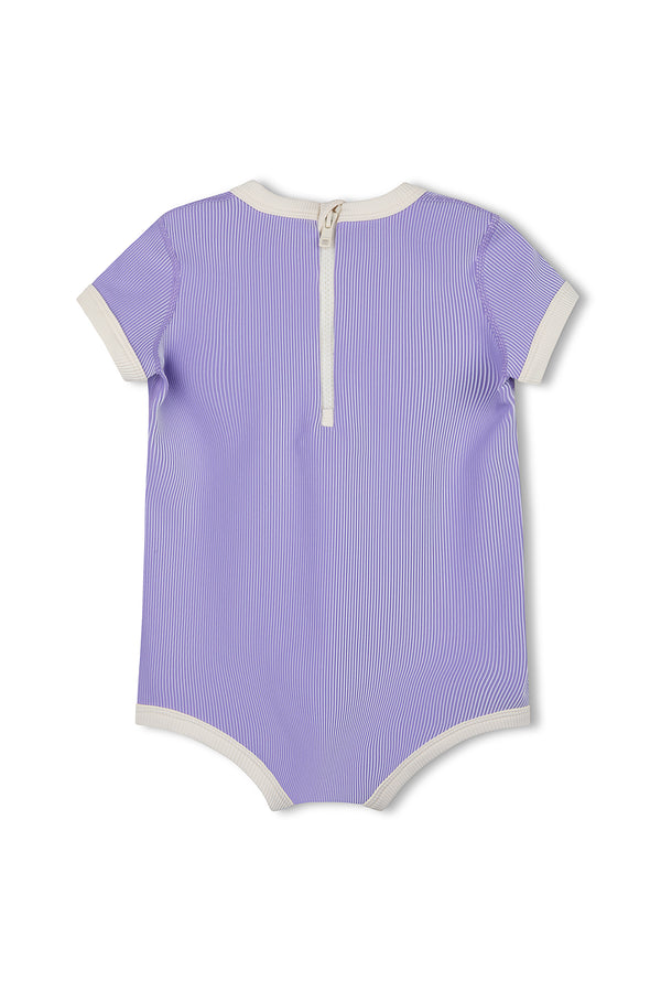 Mini Stripe Rib Infant Onesie - Grape