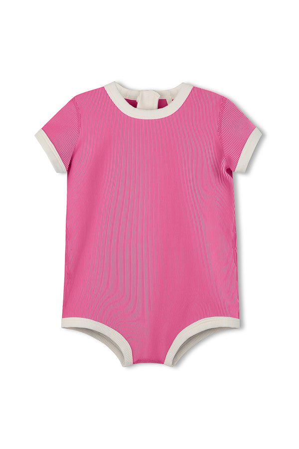 Mini Stripe Rib Infant Onesie - Shell Pink