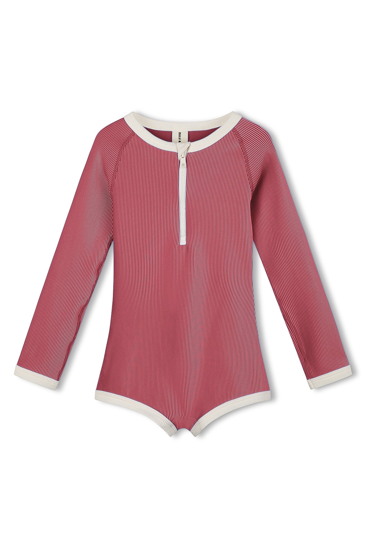 Mini Stripe Rashie Onesie - Clay Red