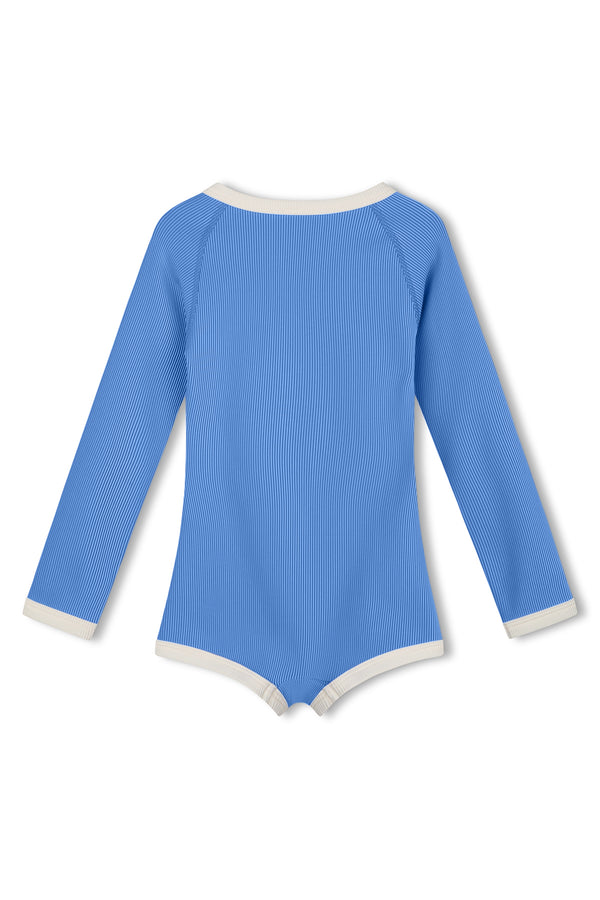 Mini Stripe Rib Rashie Onesie - Sky