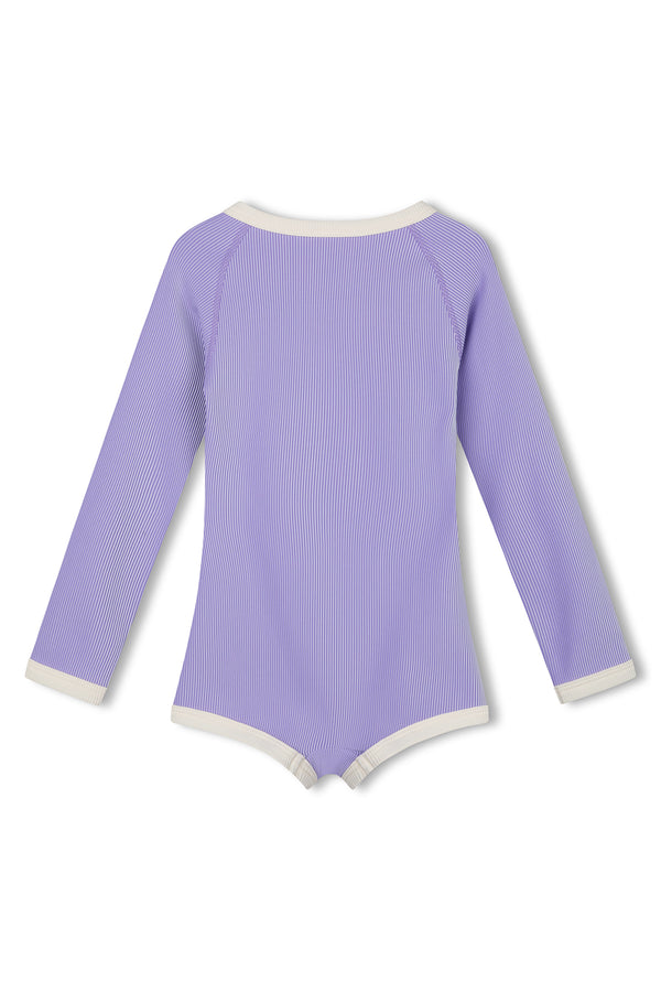 PRE-ORDER Mini Stripe Rib Rashie Onesie - Grape