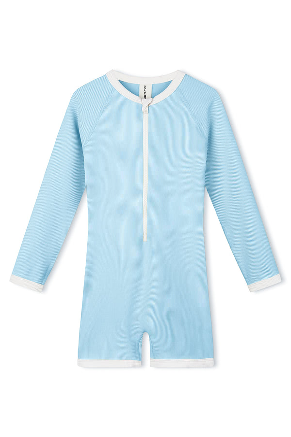 Mini Stripe Rib Surf Suit - Shallow Blue