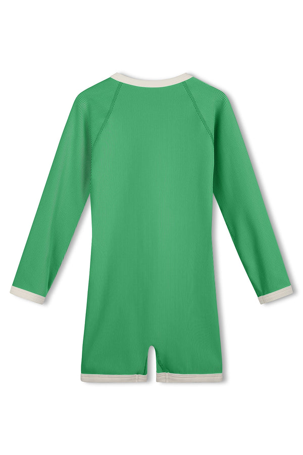 Mini Stripe Rib Surf Suit - Parrot Green