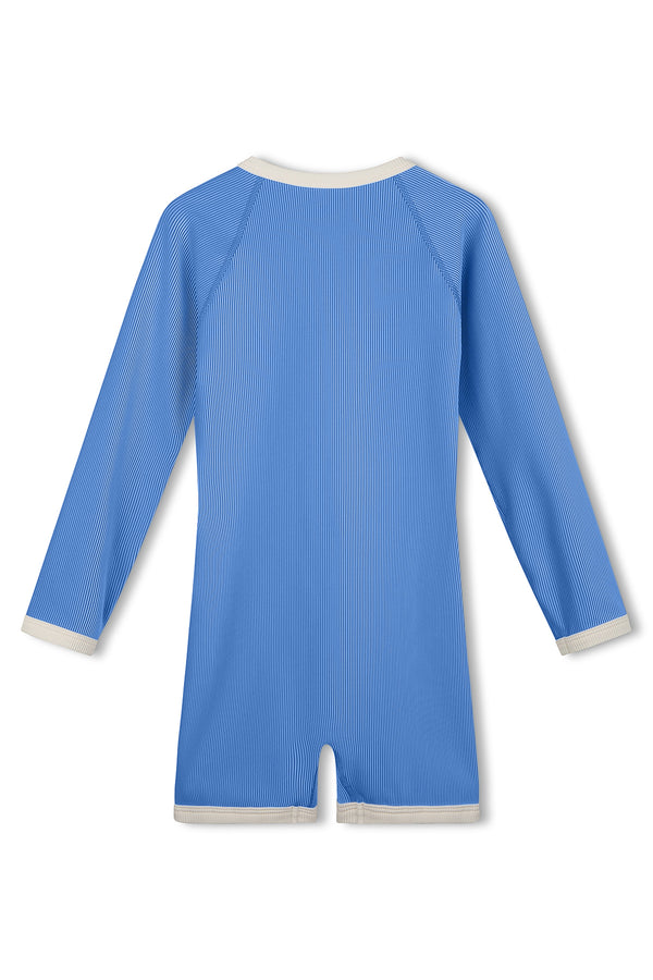 Mini Stripe Rib Surf Suit - Sky