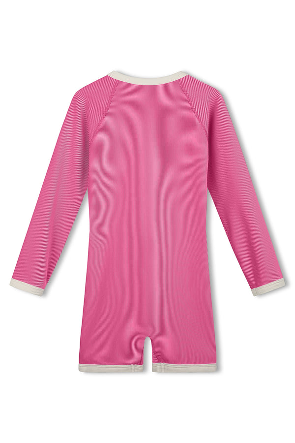Mini Stripe Rib Surf Suit - Shell Pink