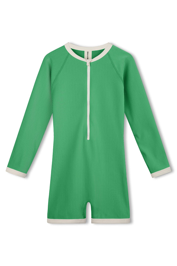 Mini Stripe Rib Surf Suit - Parrot Green
