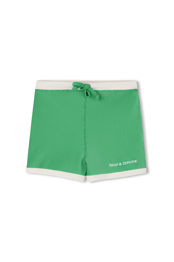 Mini Stripe Rib Surf Short - Parrot Green