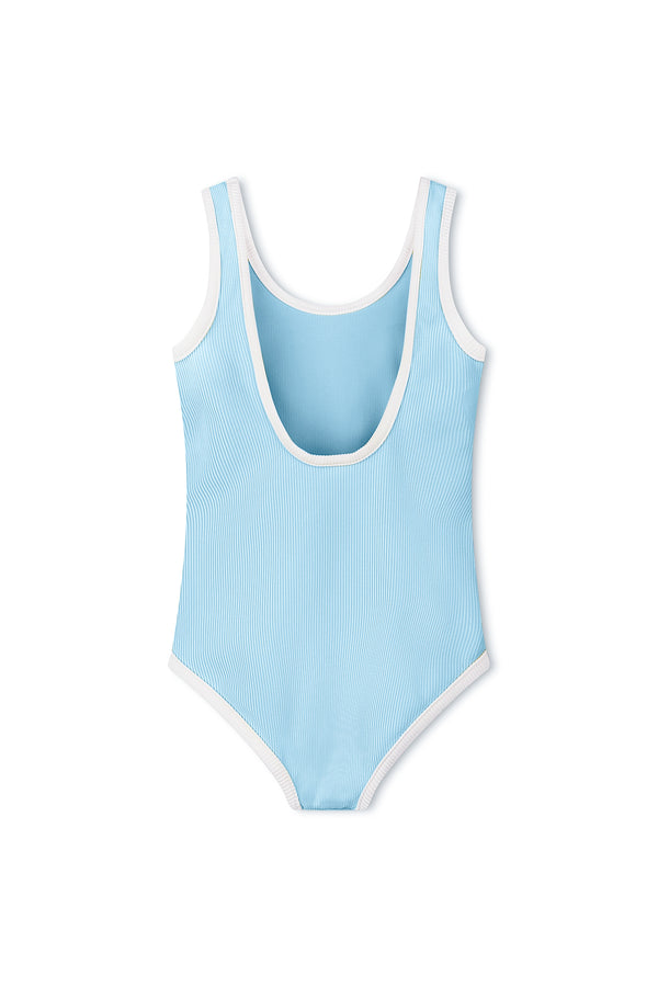 Mini Stripe Rib Scoop One Piece - Shallow Blue