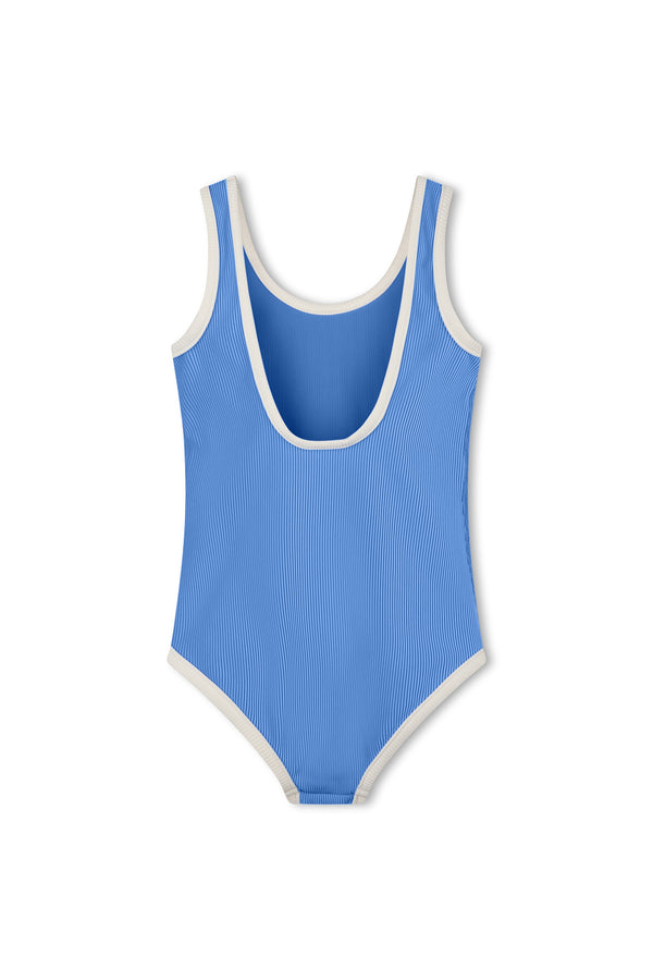 Mini Stripe Rib Scoop One Piece - Sky
