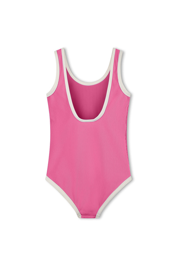 Mini Stripe Rib Scoop One Piece - Shell Pink