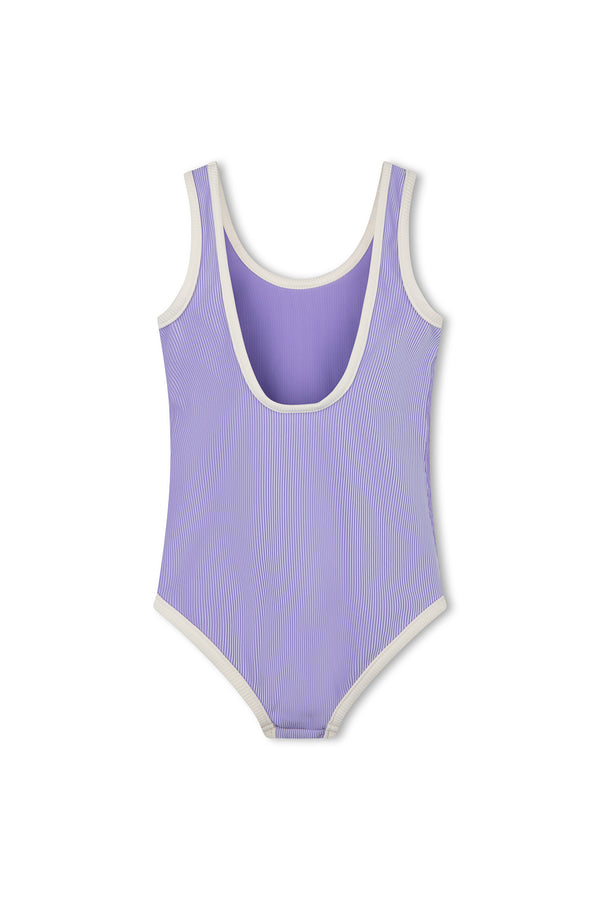 Mini Stripe Rib Scoop One Piece - Grape