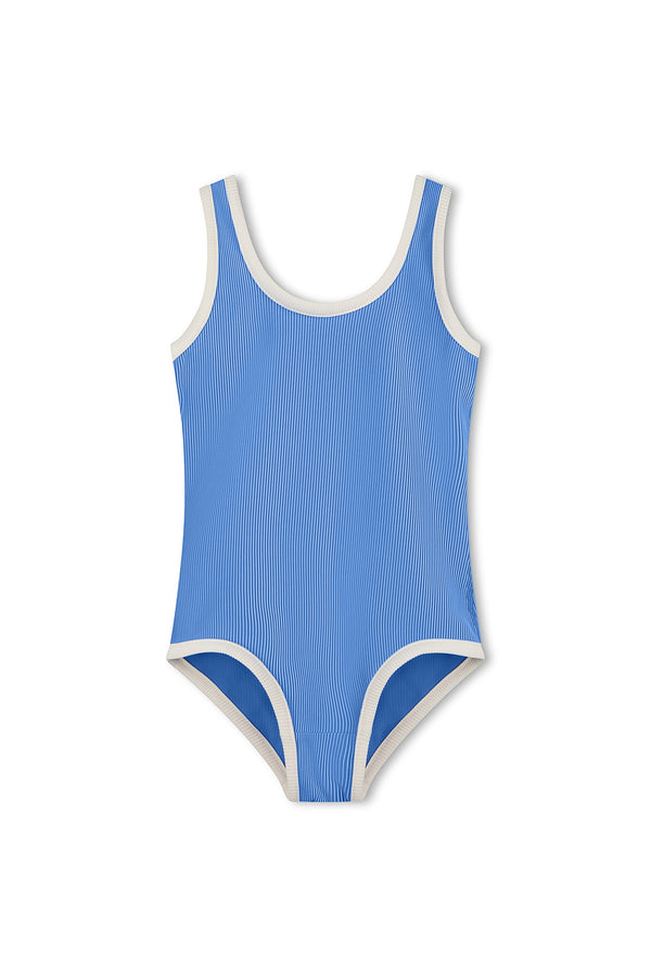 Mini Stripe Rib Scoop One Piece - Sky