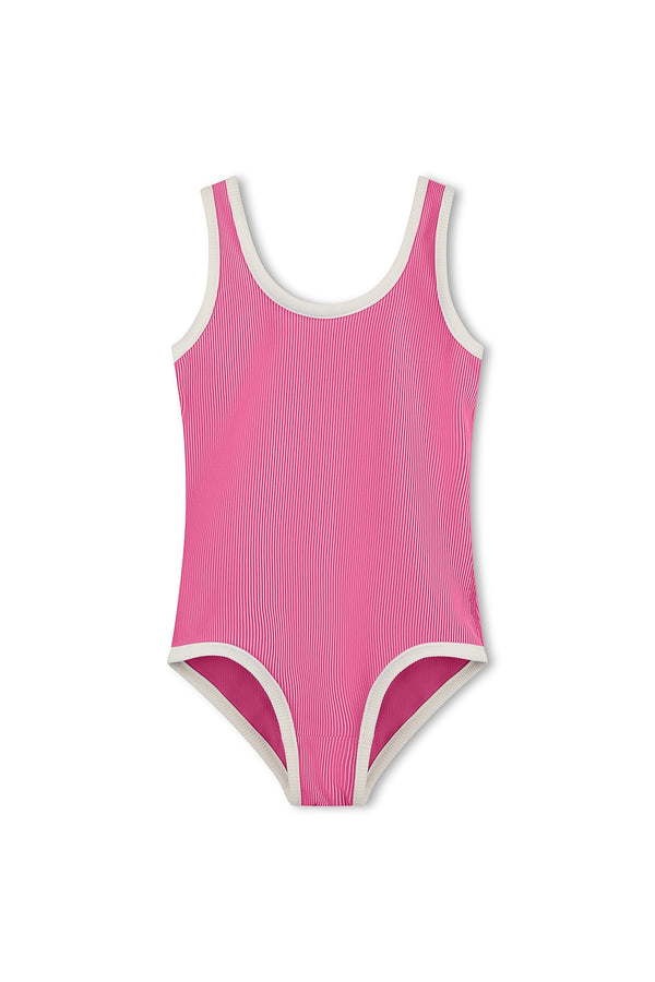 Mini Stripe Rib Scoop One Piece - Shell Pink