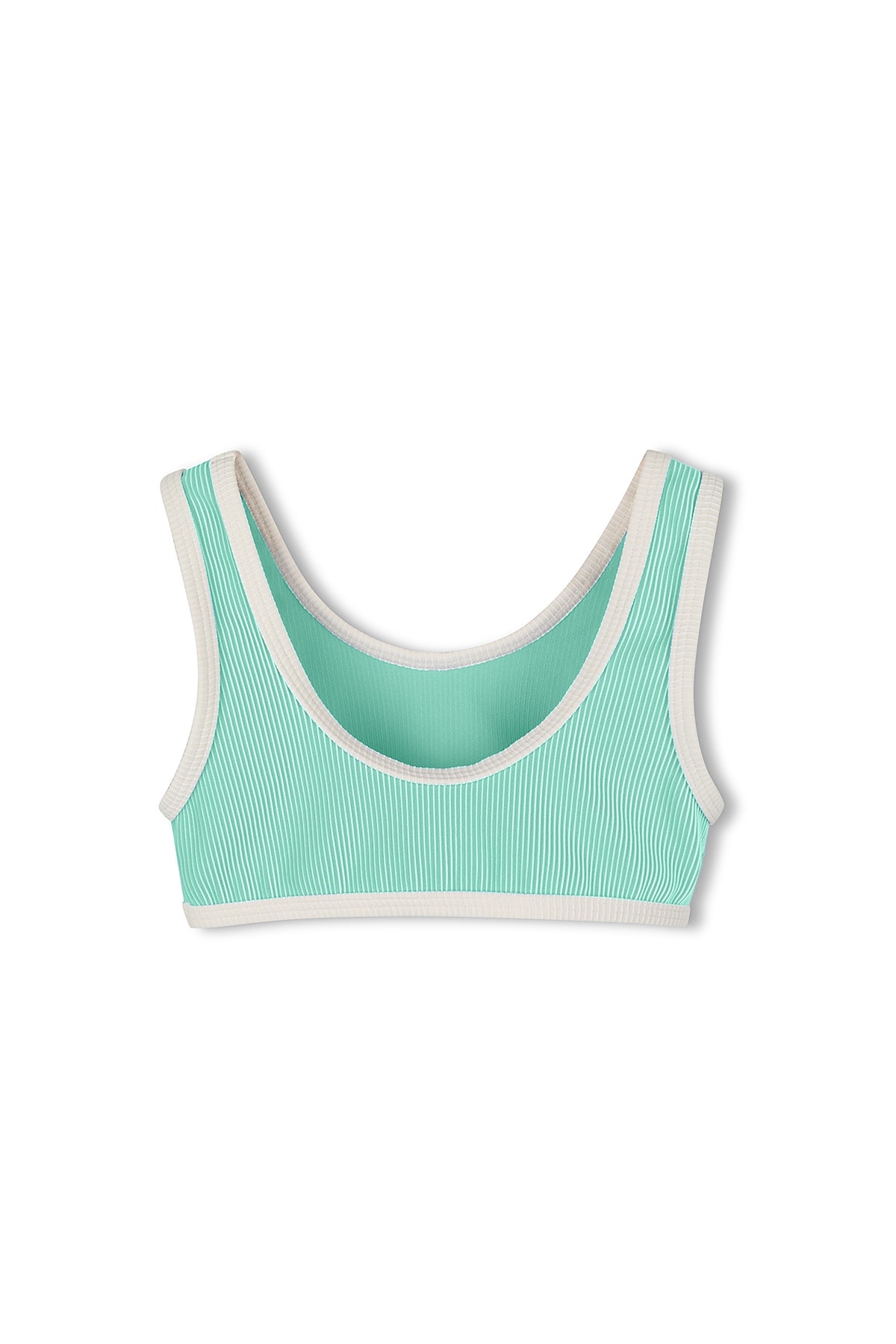Mini Stripe Scoop Bikini Top - Aqua