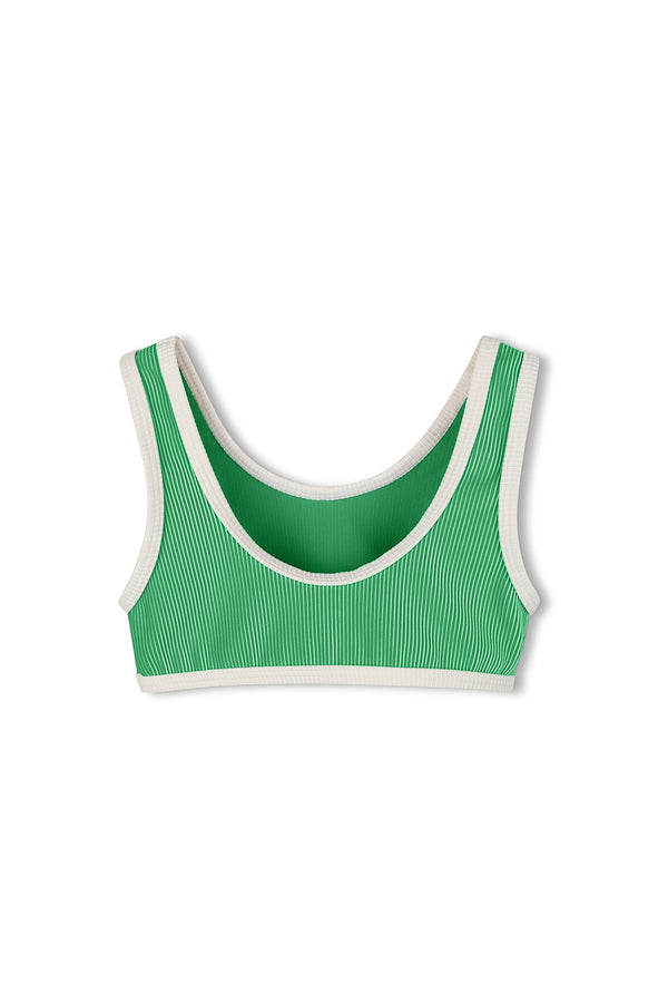 Mini Stripe Rib Scoop Bikini Top - Parrot Green