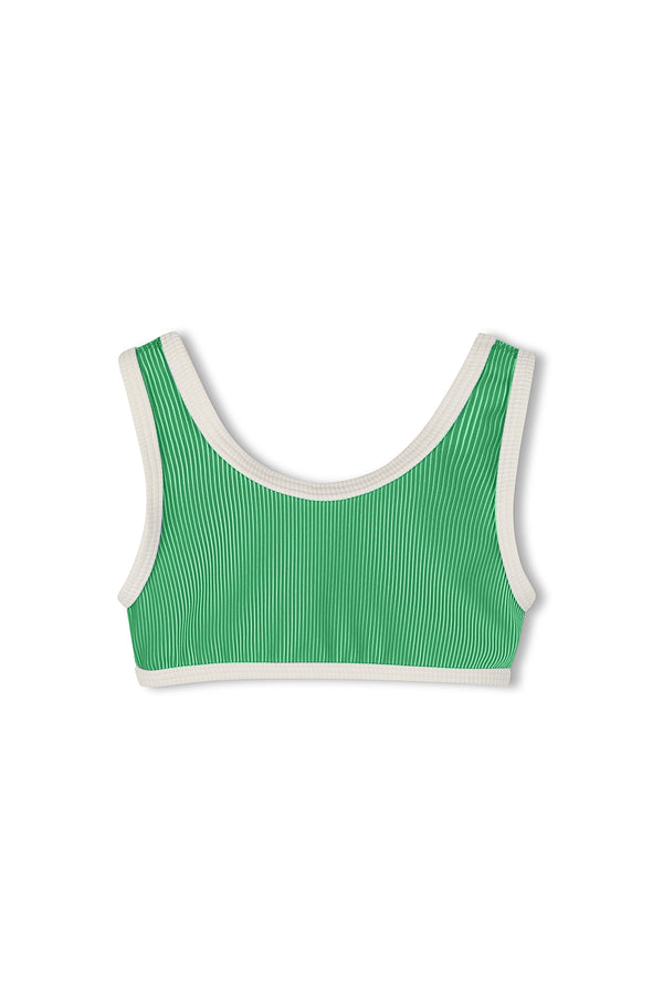 Mini Stripe Rib Scoop Bikini Top - Parrot Green