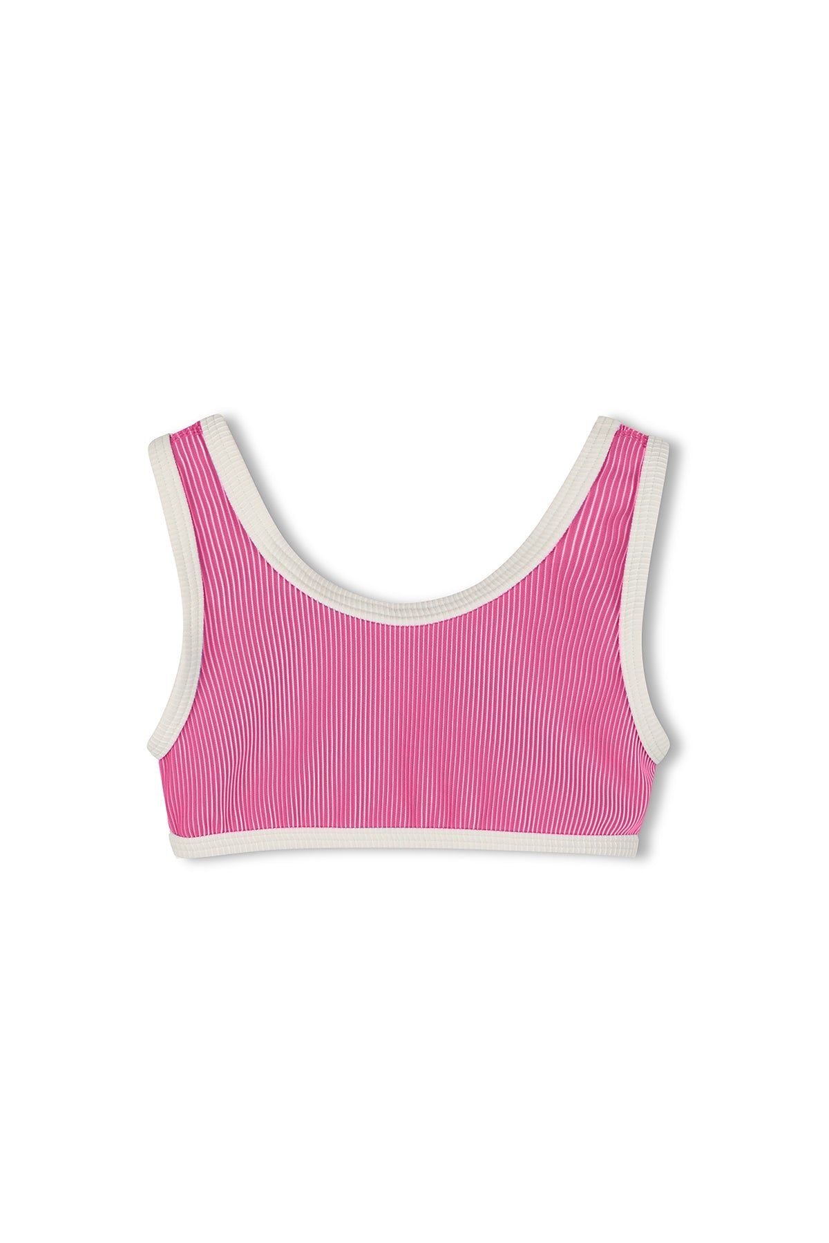 Mini Stripe Rib Scoop Bikini Top - Shell Pink
