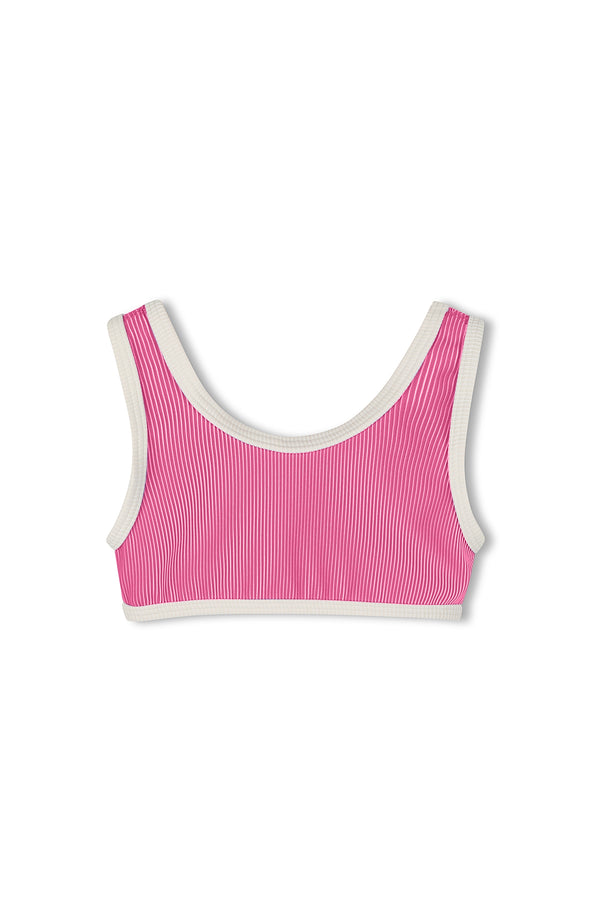 Mini Stripe Rib Scoop Bikini Top - Shell Pink