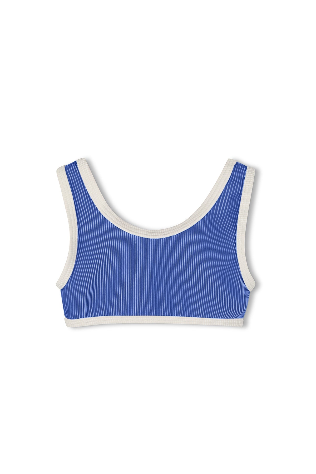 Mini Stripe Scoop Bikini Top - Sea Blue