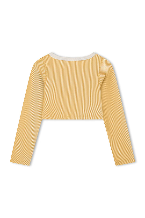 Mini Stripe Rib Crop Rashie - Marigold