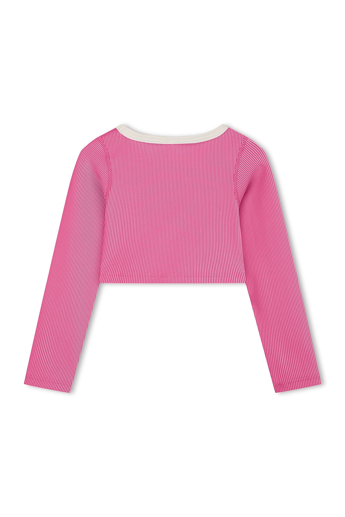 Mini Stripe Rib Crop Rashie - Shell Pink